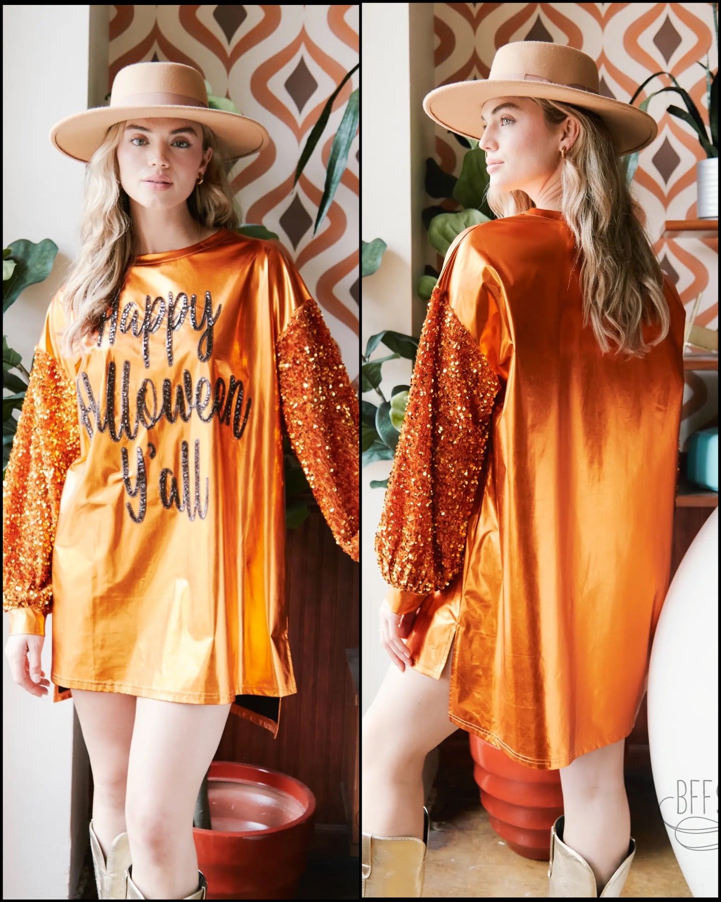 PREORDER: Happy Halloween Sequin Shirt Dress - BFF Here