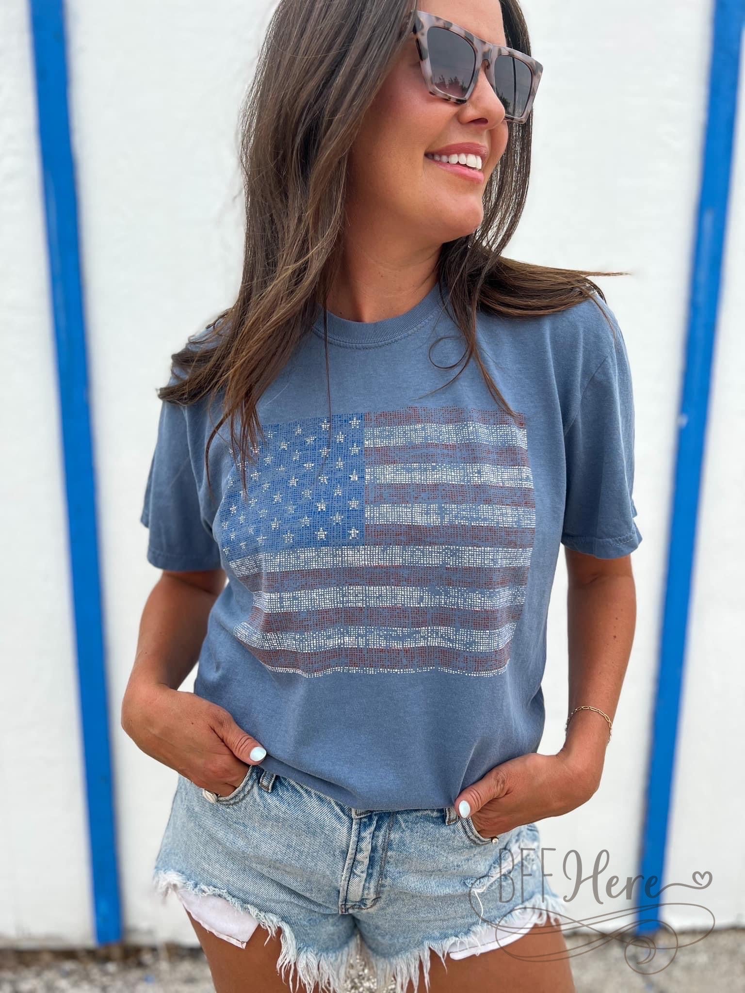 PREORDER-Vintage USA Flag T-shirt - BFF Here