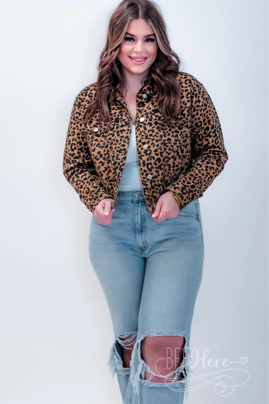 Lennon Leopard Denim Jacket / Choice of Color - BFF Here