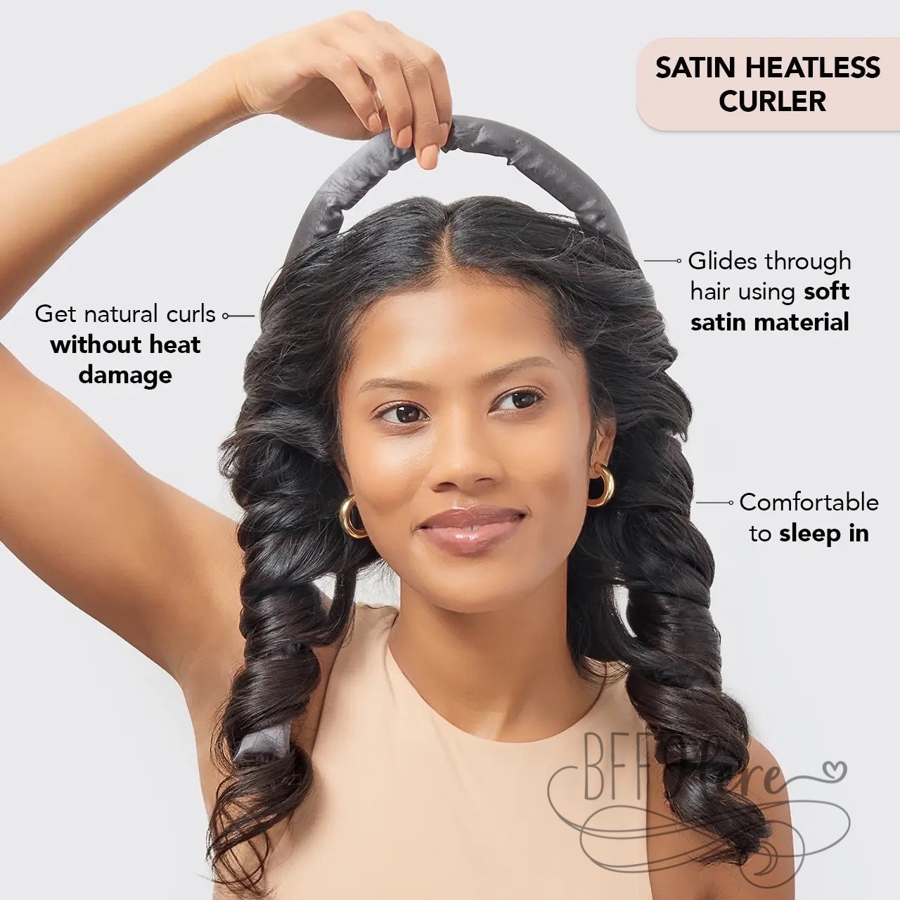 Satin Heatless Curling Set - Charcoal by Kitsch - BFF Here