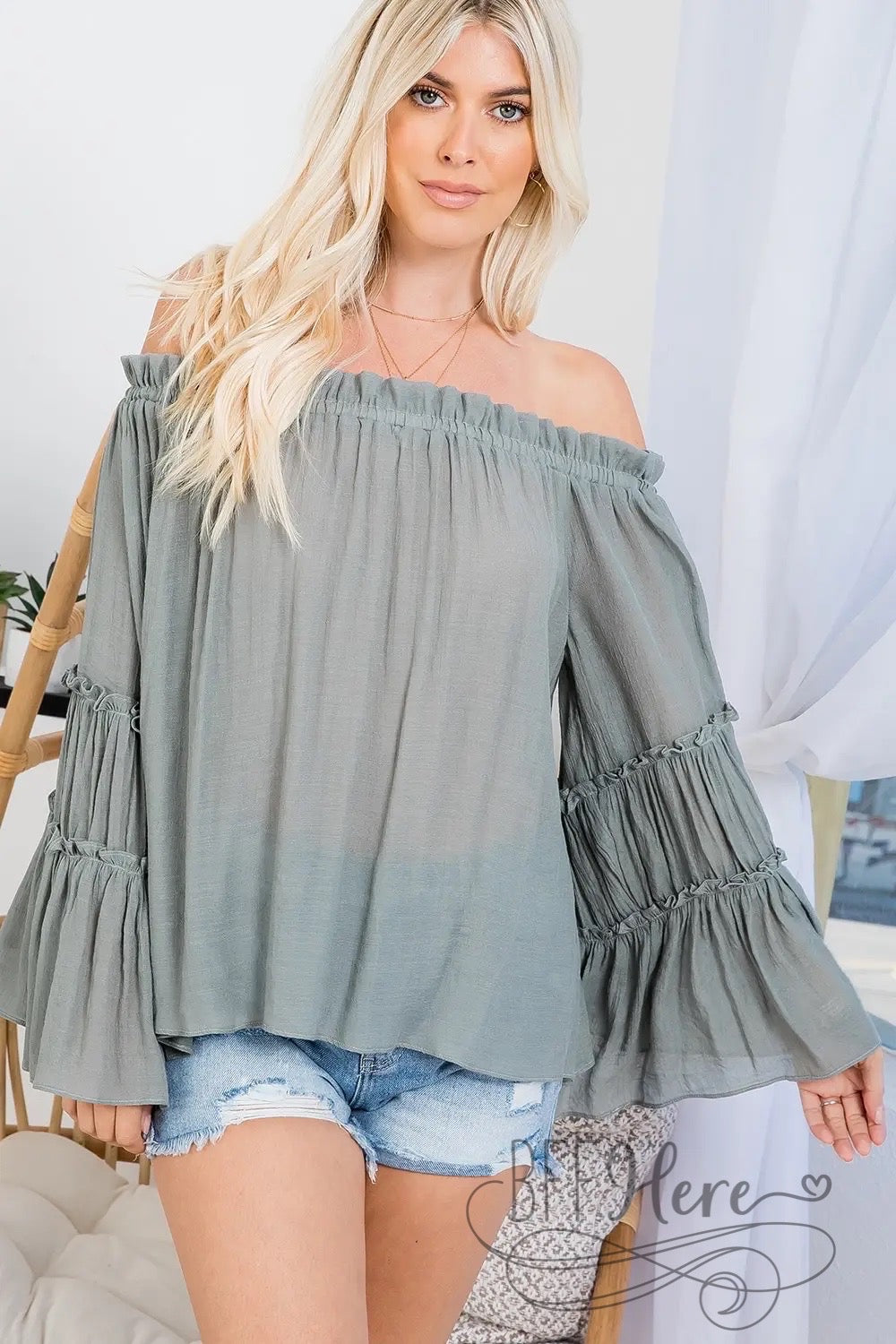 Estella Off Shoulder Belle Sleeve Top - BFF Here