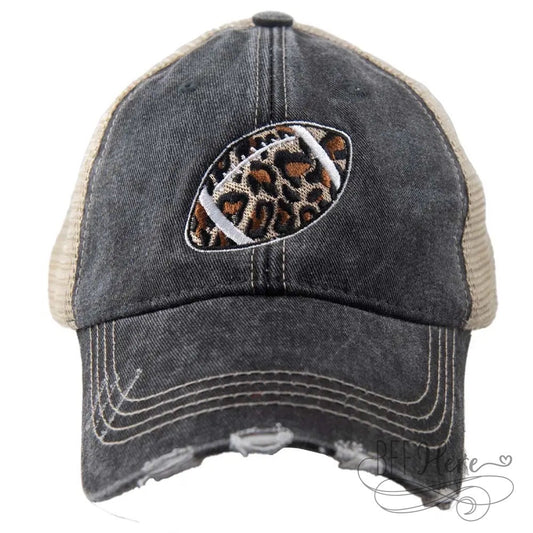 Leopard Print Football Trucker Hat - BFF Here