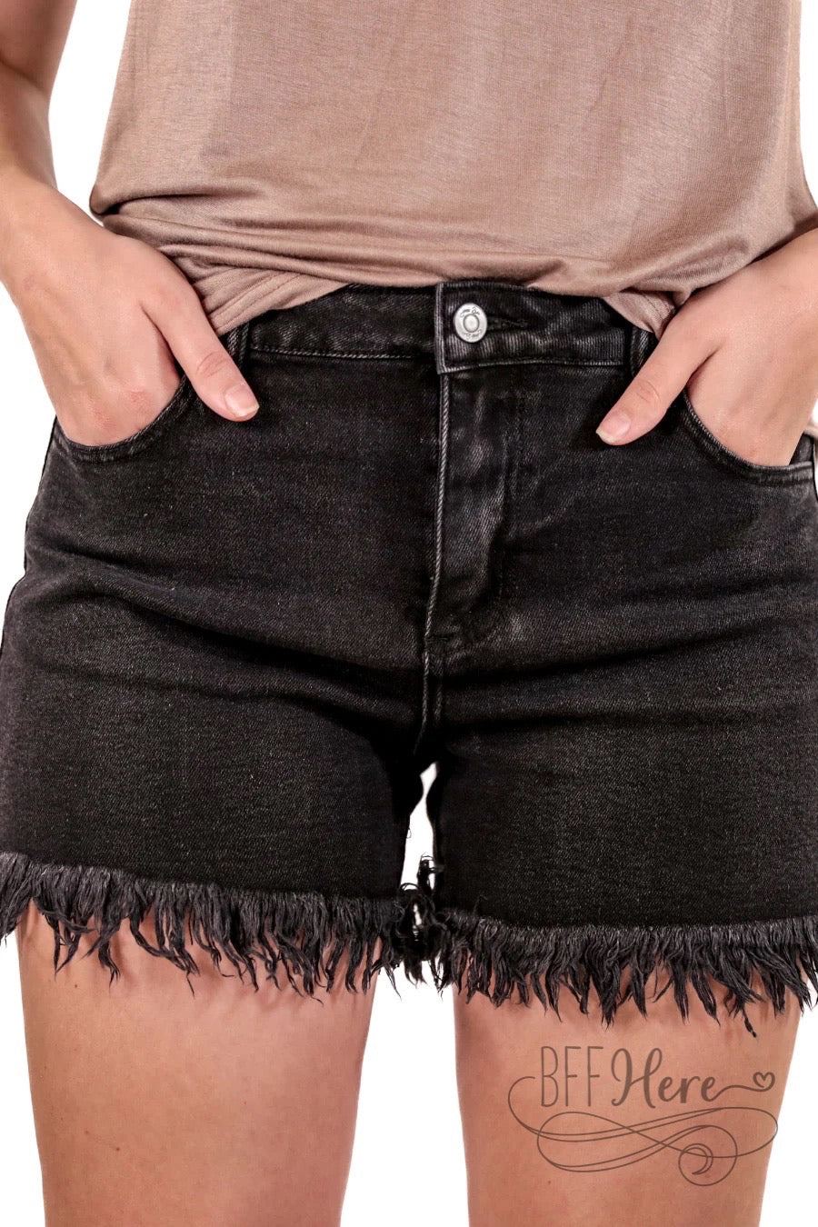 Jace Black Denim Shorts - BFF Here