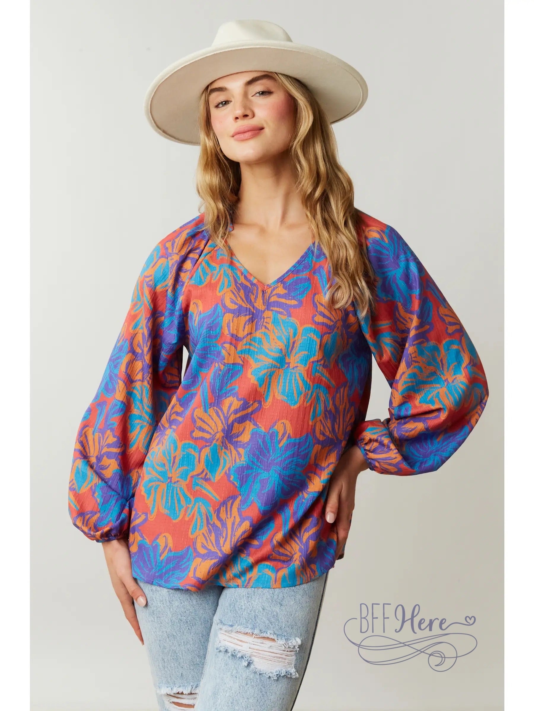 PREORDER: Sunset Floral Top - BFF Here