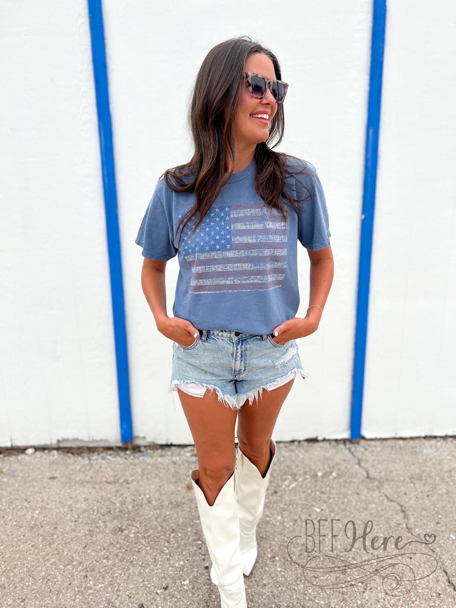 PREORDER-Vintage USA Flag T-shirt - BFF Here