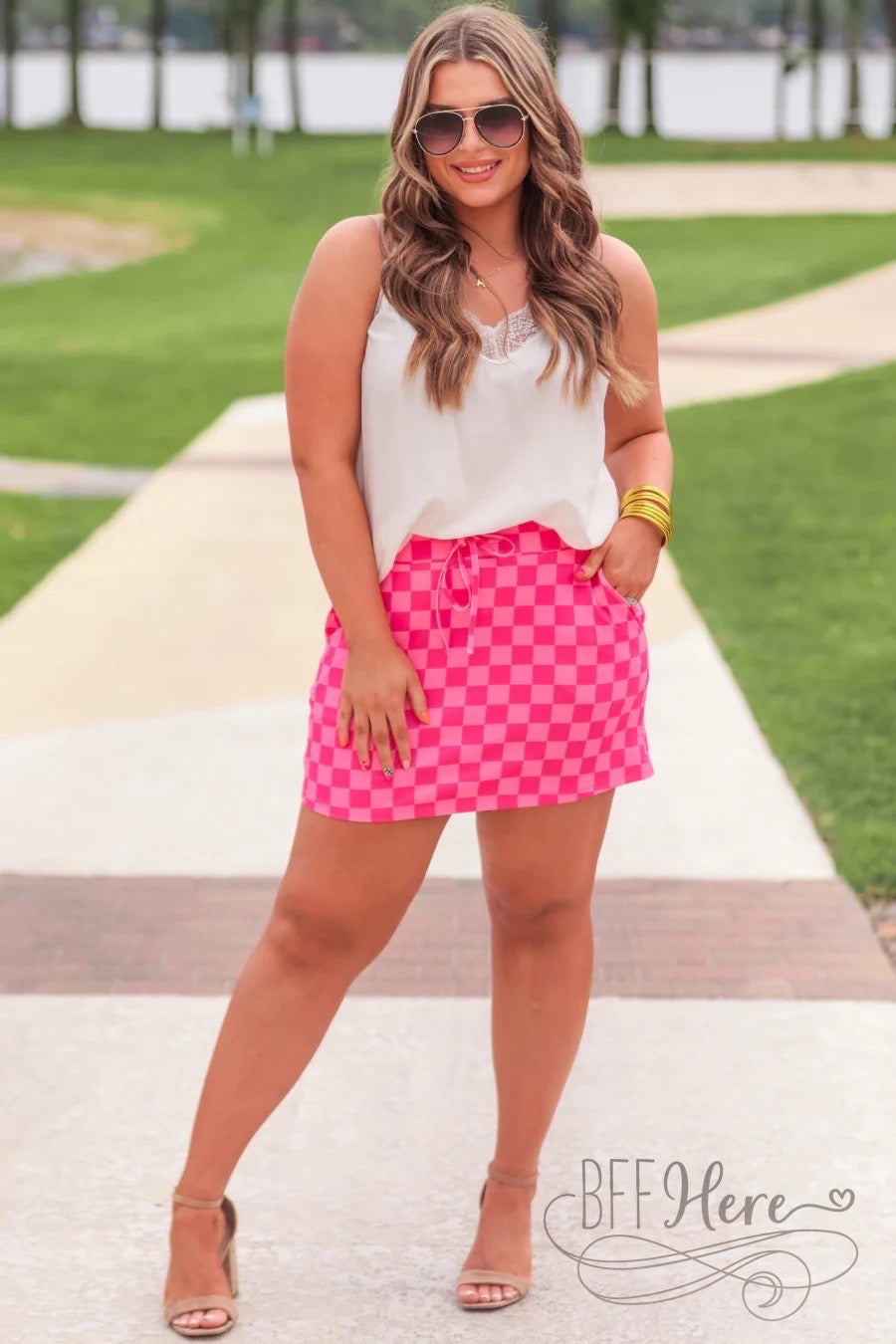 PREORDER-Checked Out Checkered Skort - BFF Here