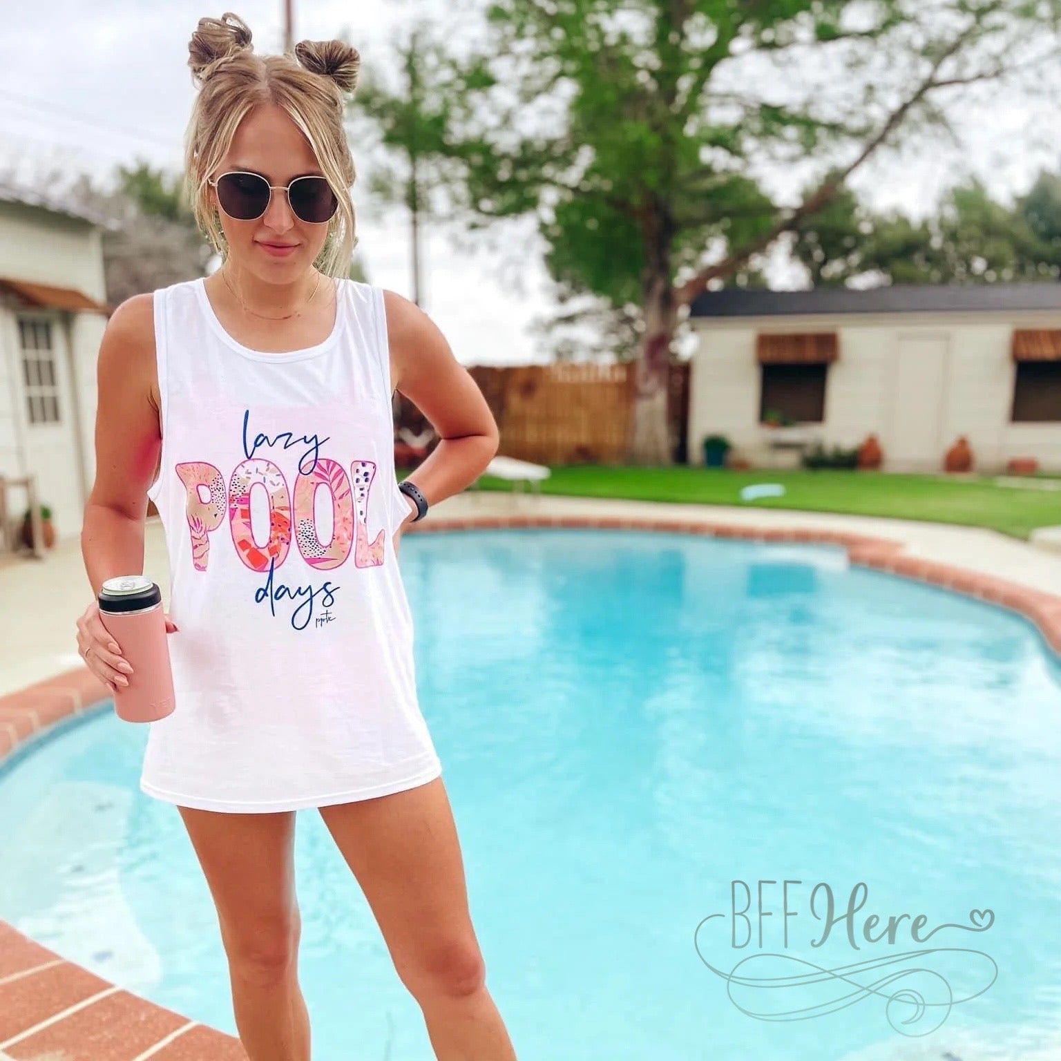 Lazy Pool Days Tank Top - BFF Here