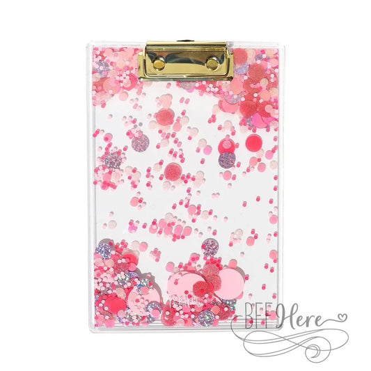 PREORDER — Pink Party Confetti Clear Clipboard (Mini) by Packed Party - BFF Here