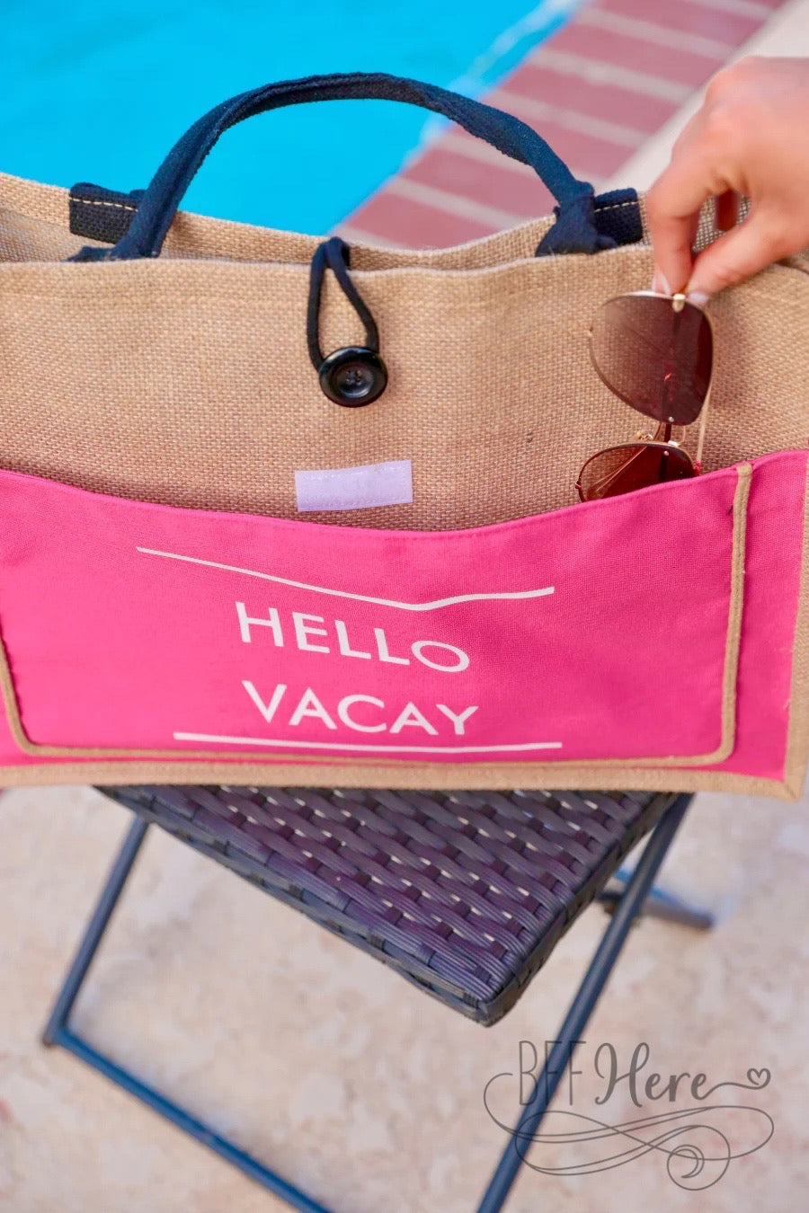 Hello Vacay Beach Bag - BFF Here