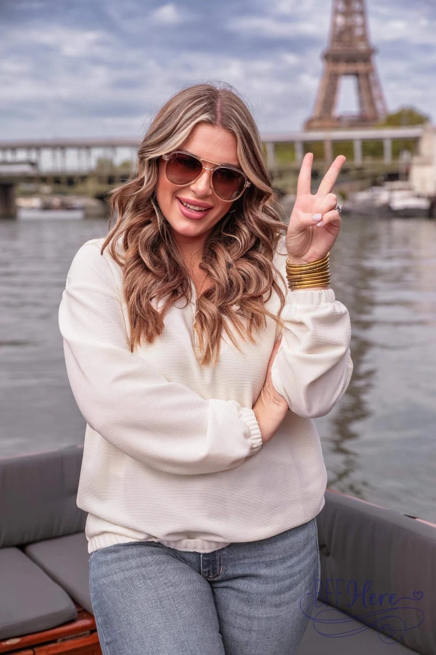 PREORDER-Levi Ribbed Quarter Zip Pullover - BFF Here