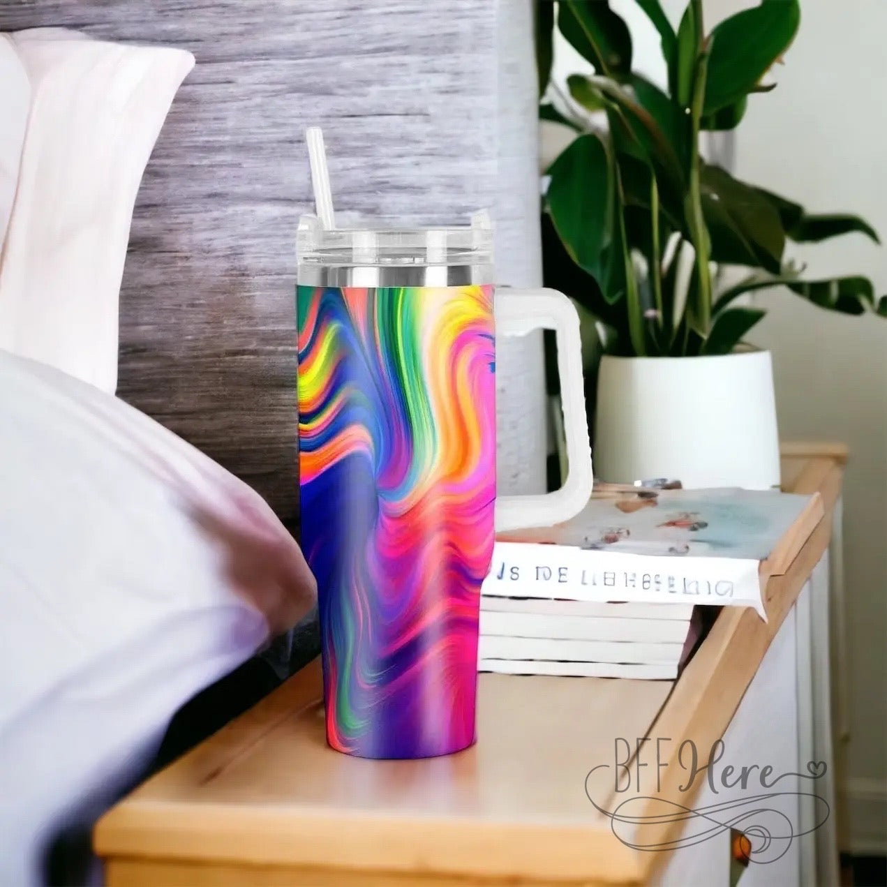 PREORDER—Neon Swirls 40 oz Hydrating Tumbler - BFF Here