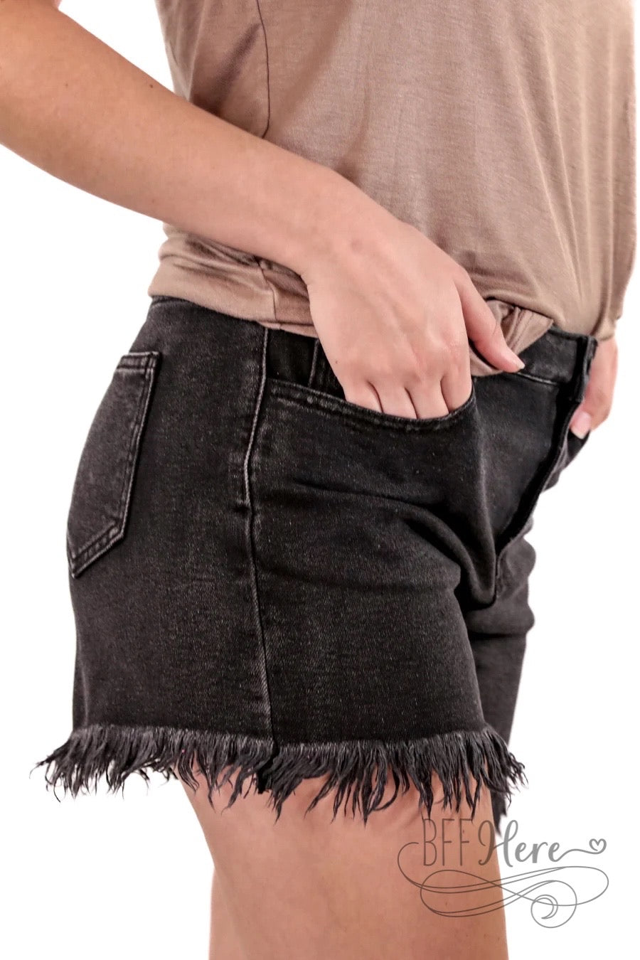 Jace Black Denim Shorts - BFF Here