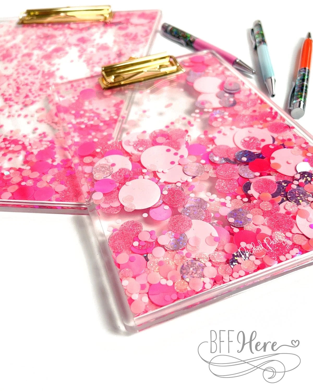 Pink Party Confetti Clear Clipboard (Mini) by Packed Party - BFF Here