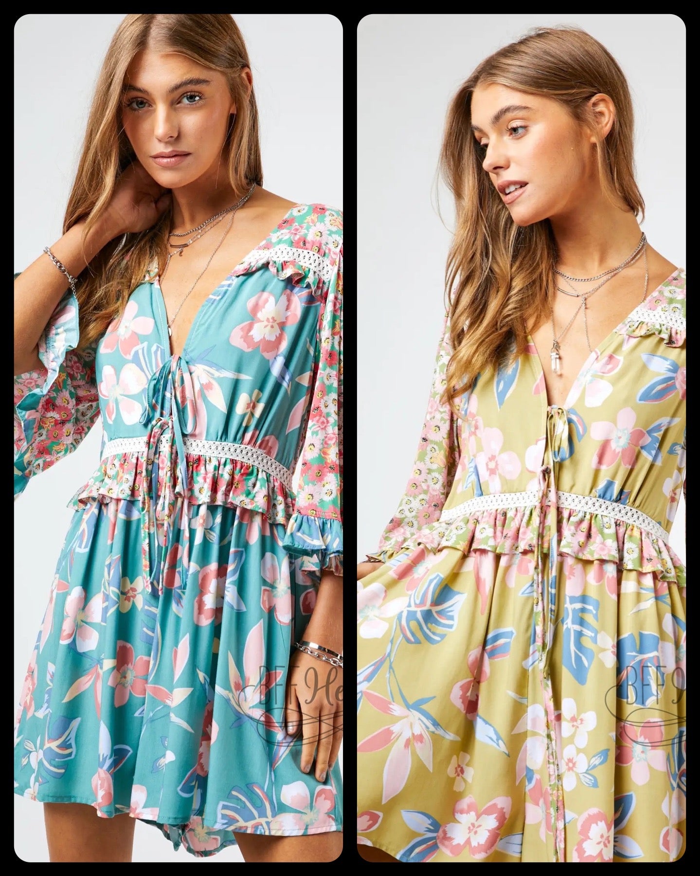 Kona Floral Print Flared Sleeve Romper - BFF Here