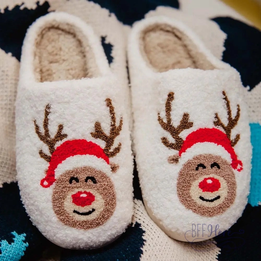 PREORDER—Red Nose Reindeer  Slippers - BFF Here