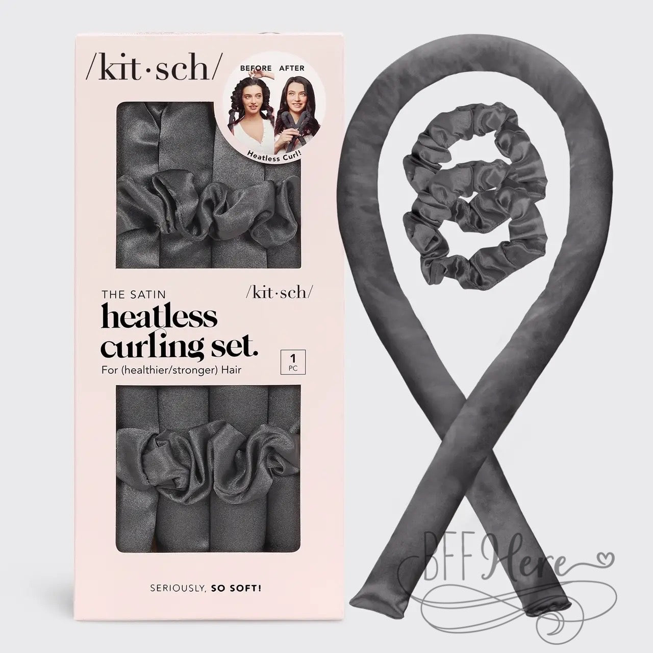 Satin Heatless Curling Set - Charcoal by Kitsch - BFF Here