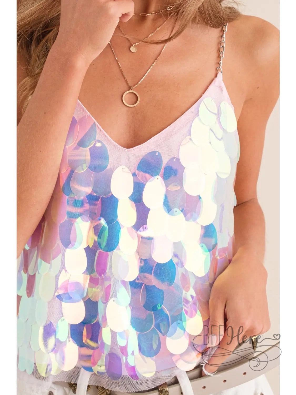 Aurora Iridescent Sequin Cami - BFF Here