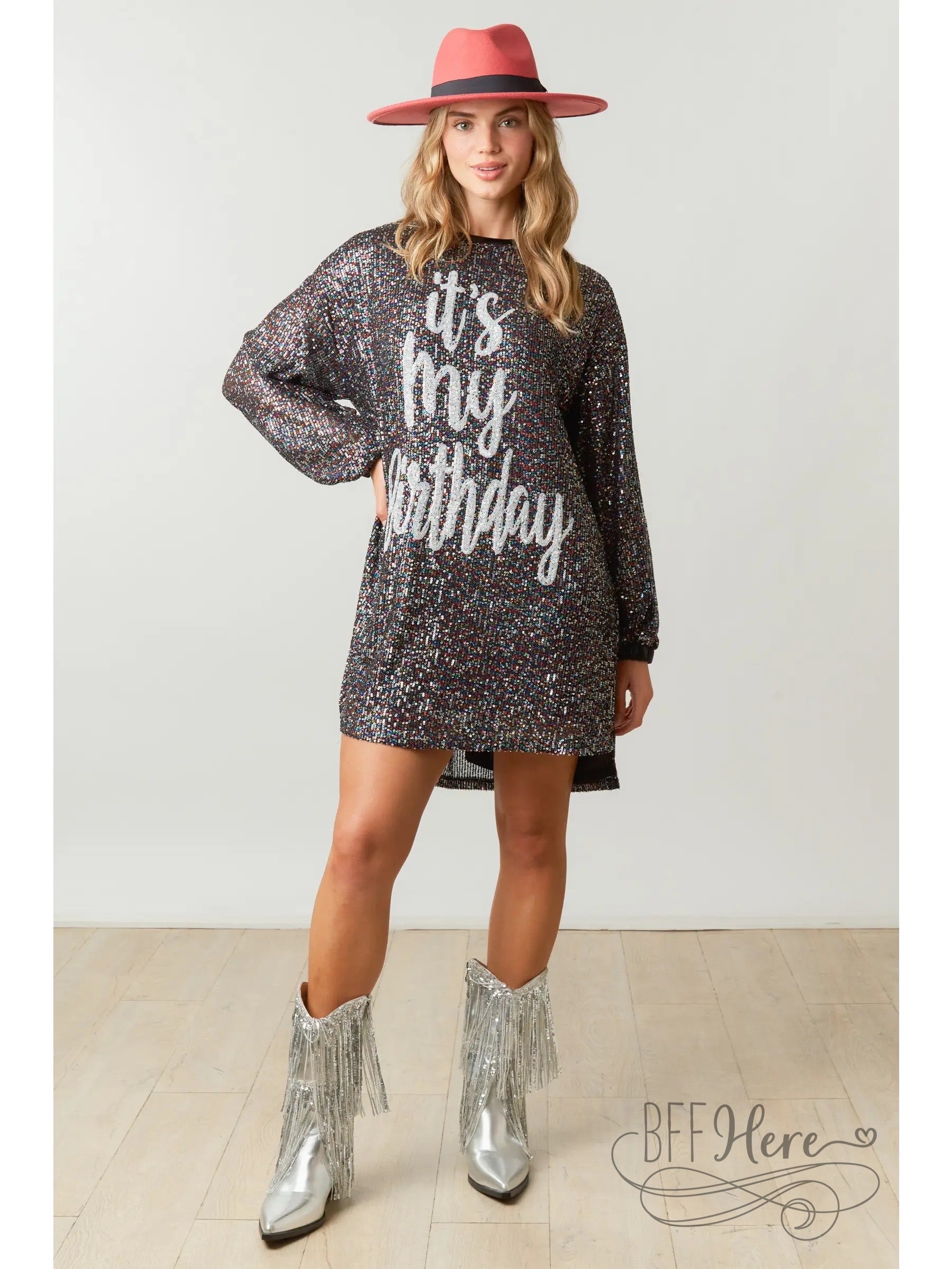 PREORDER: It'S My Birthday Sequin Dress - BFF Here