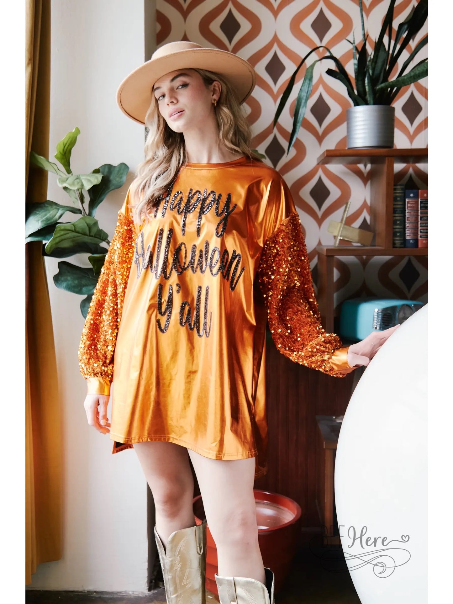 PREORDER: Happy Halloween Sequin Shirt Dress - BFF Here