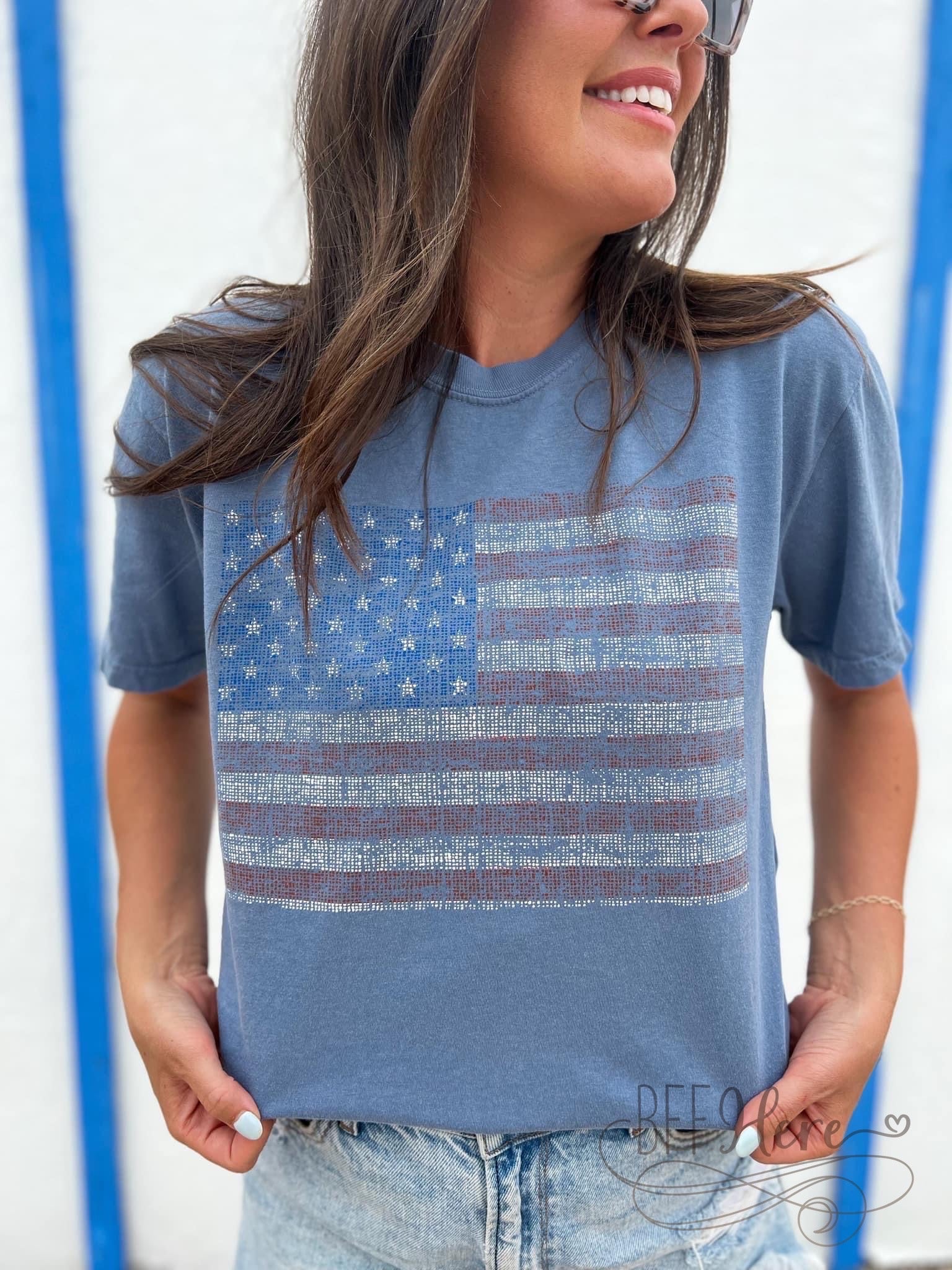 PREORDER-Vintage USA Flag T-shirt - BFF Here