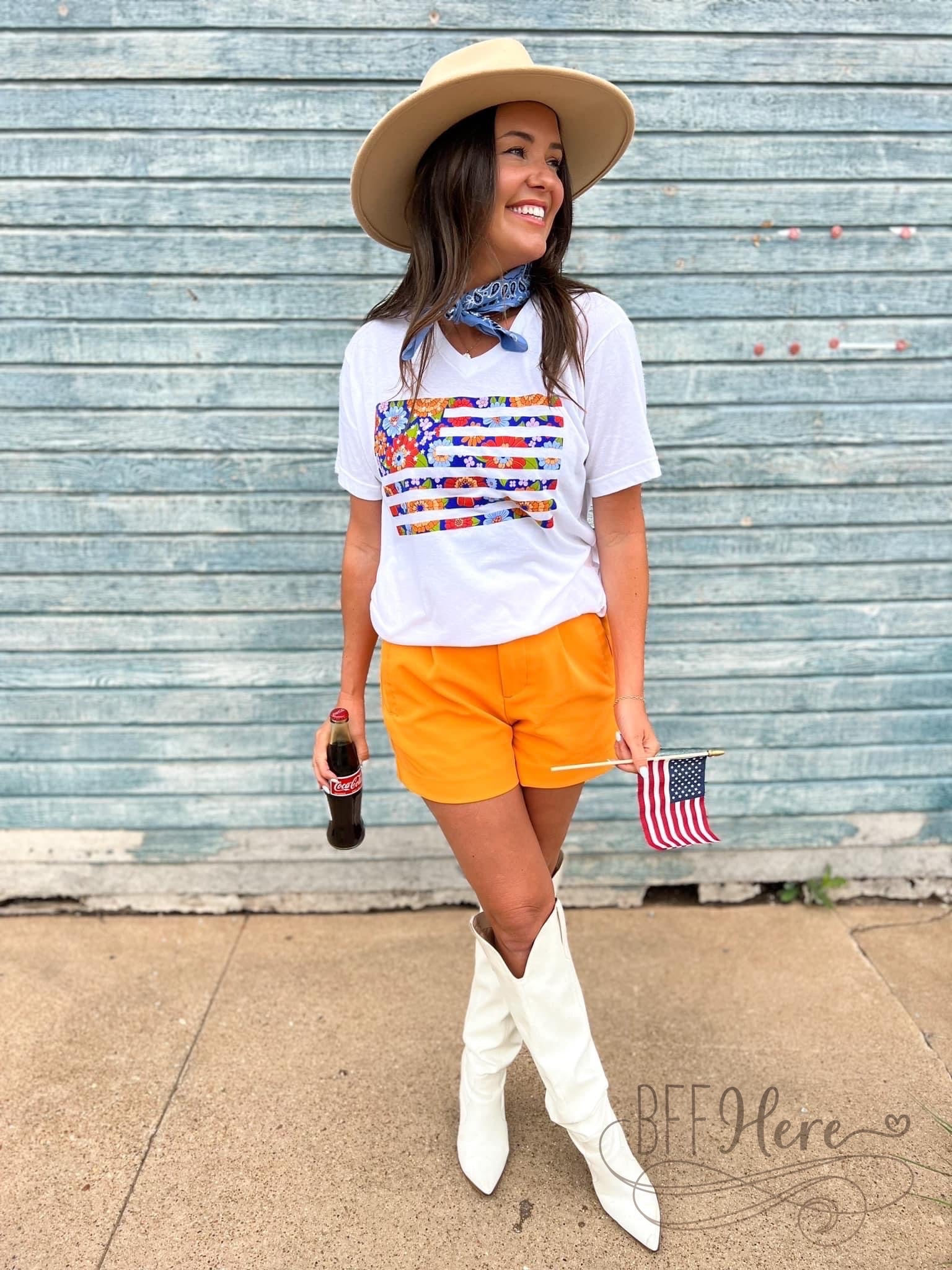 PREORDER - Boho Floral Flag T-shirt - BFF Here