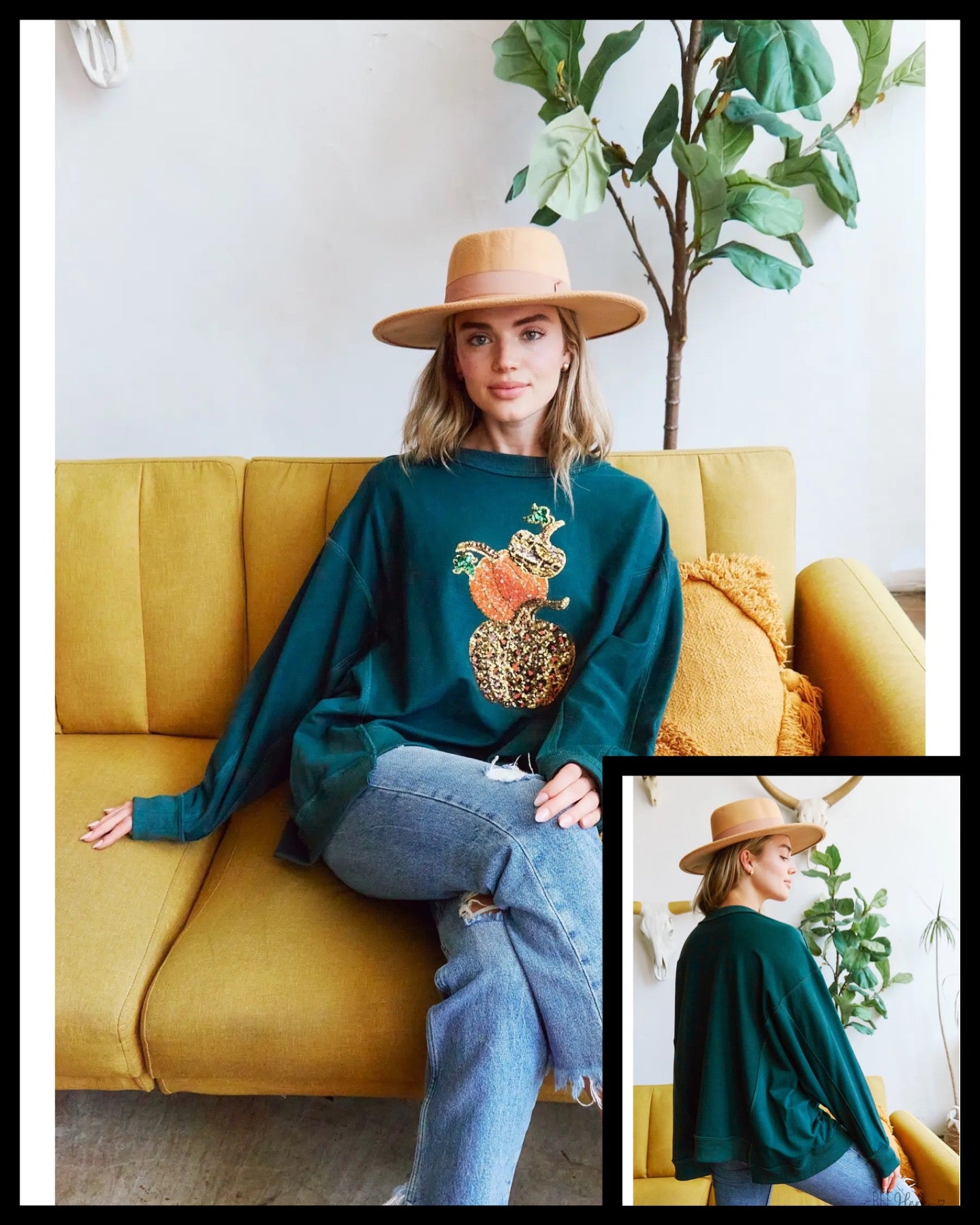 PREORDER: Glimmering Harvest: Pumpkin Patch Sequin Sweatshirt - BFF Here