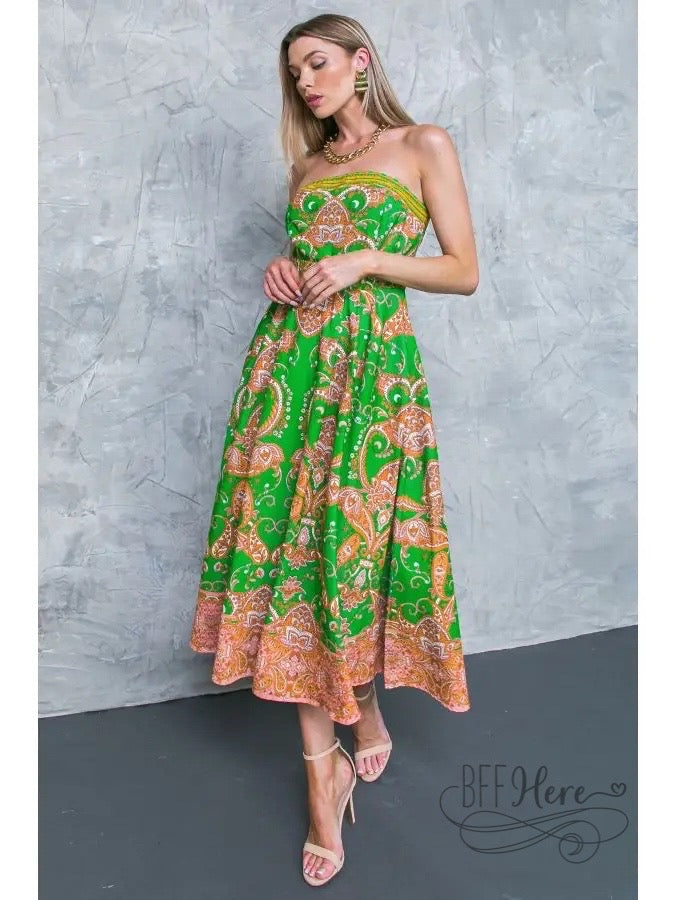 Midori Woven Midi Dress - BFF Here