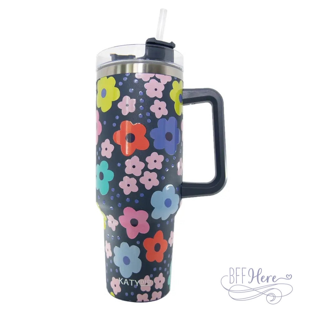 PREORDER—40 oz. Daisy Flower Power Travel Tumbler - BFF Here