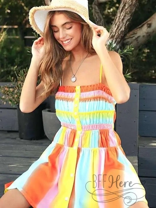 PREORDER—Constance Multi Color Ombre Bodice Dress - BFF Here