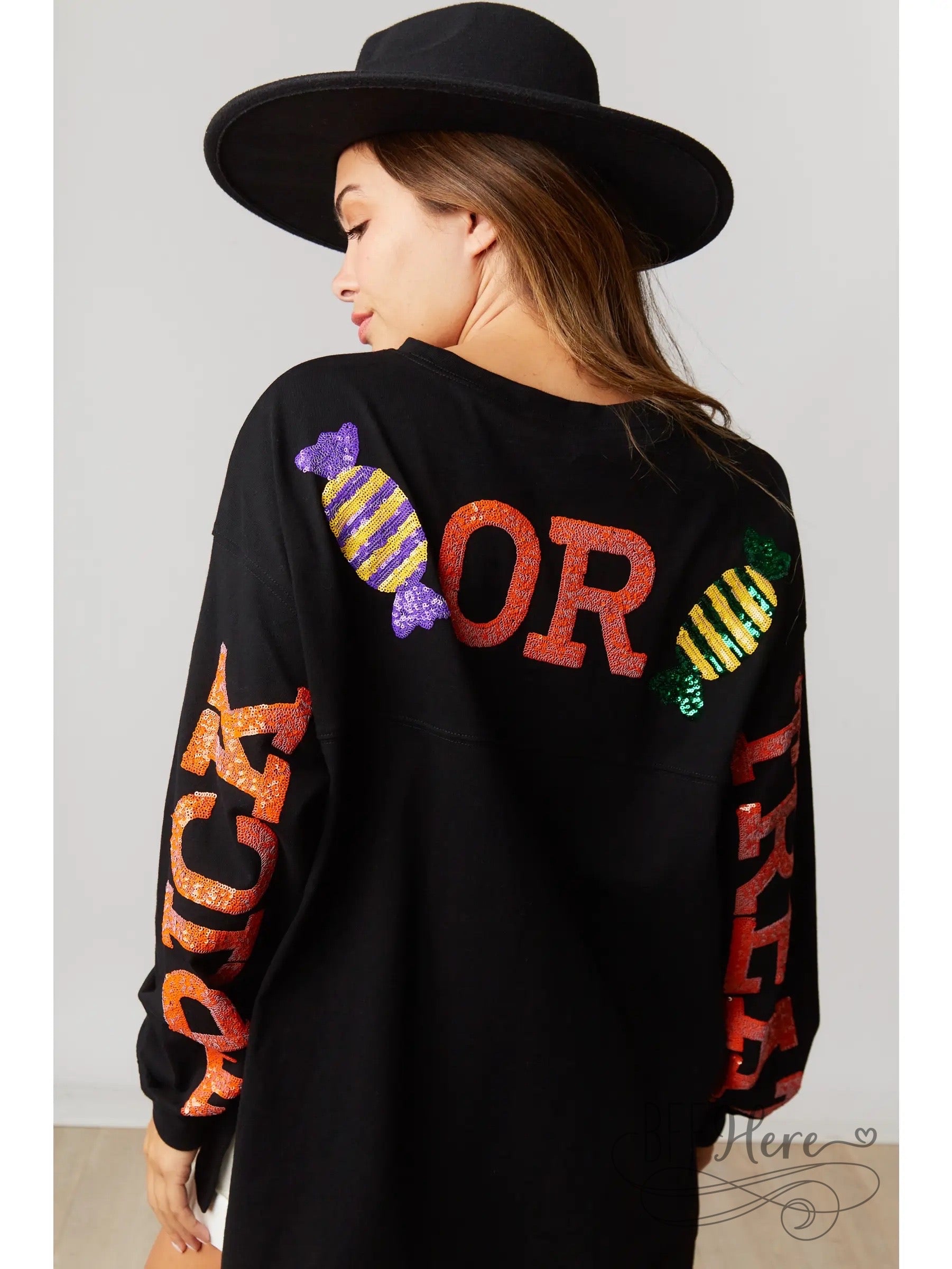 PREORDER: Trick or Treat Sequin Top - BFF Here