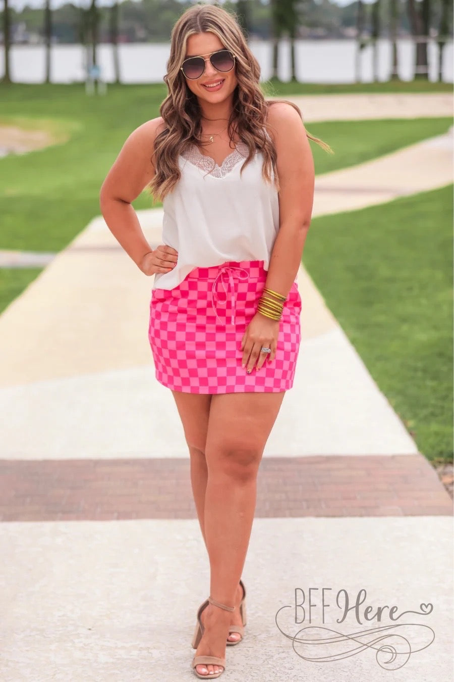 PREORDER-Checked Out Checkered Skort - BFF Here