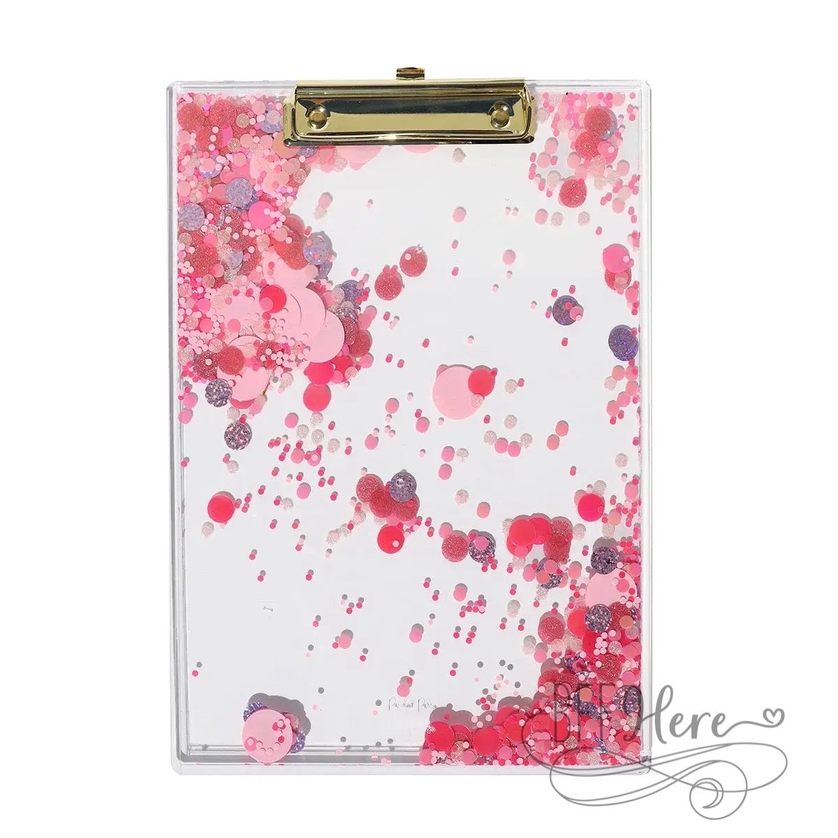 PREORDER — Pink Party Confetti Clear Clipboard by Packed Party - BFF Here