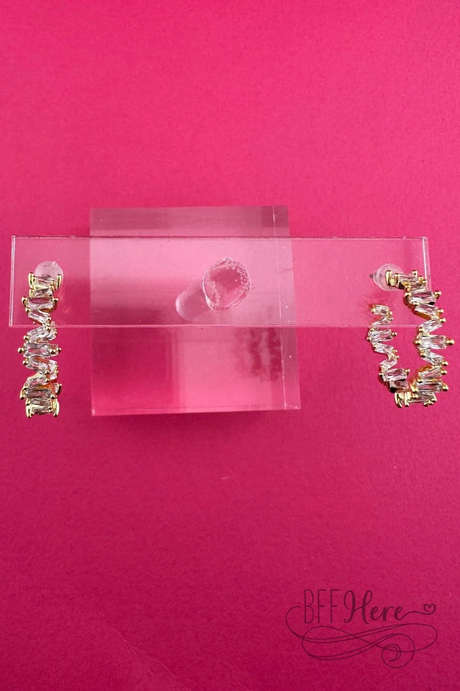 Unstoppable Rhinestone Hoop Earrings - BFF Here