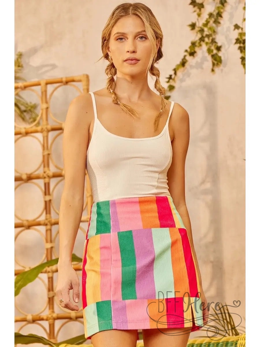 Carla Marie Corduroy Color Block Mini Skirt - BFF Here