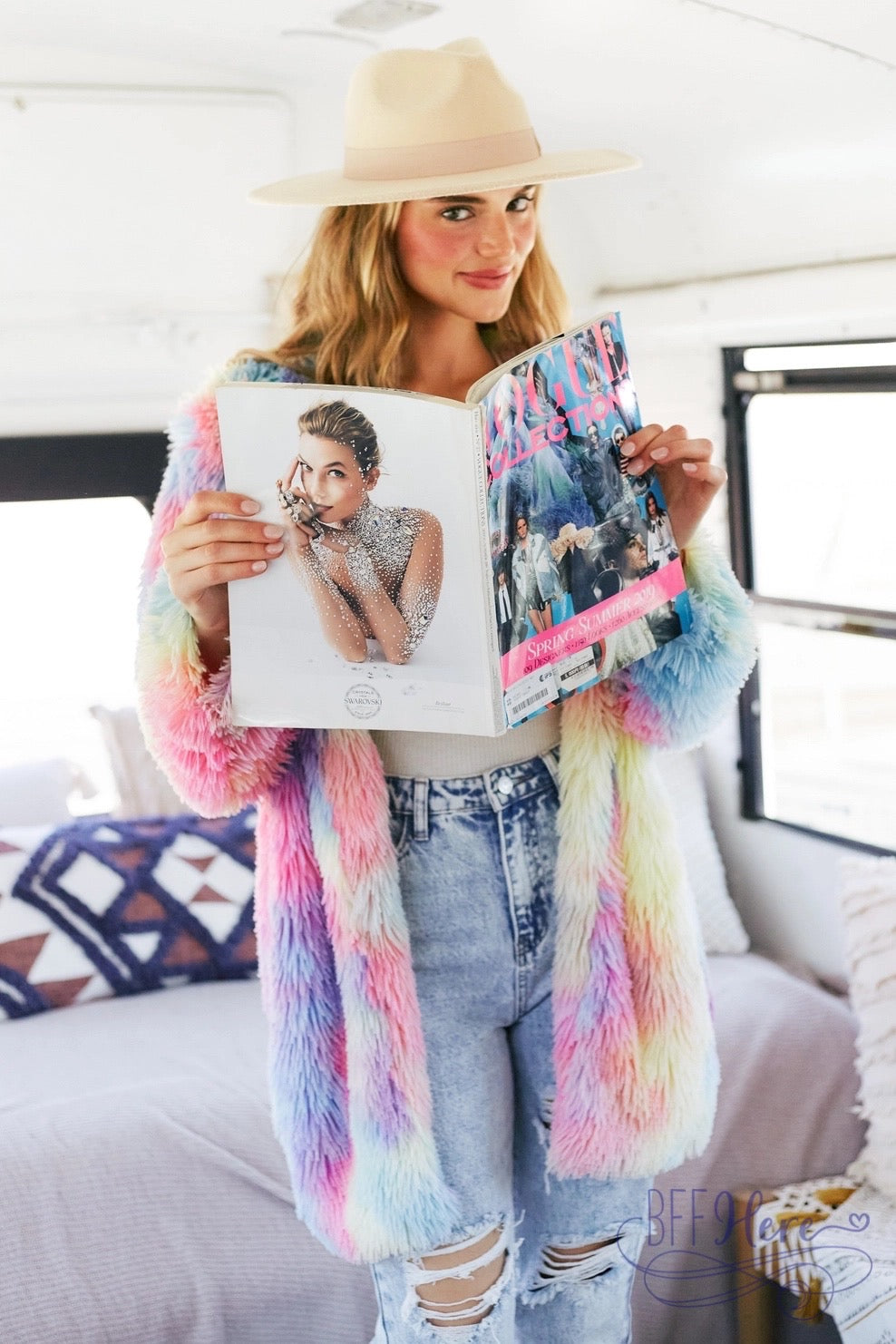 Spectrum Splendor Faux Fur Coat - BFF Here