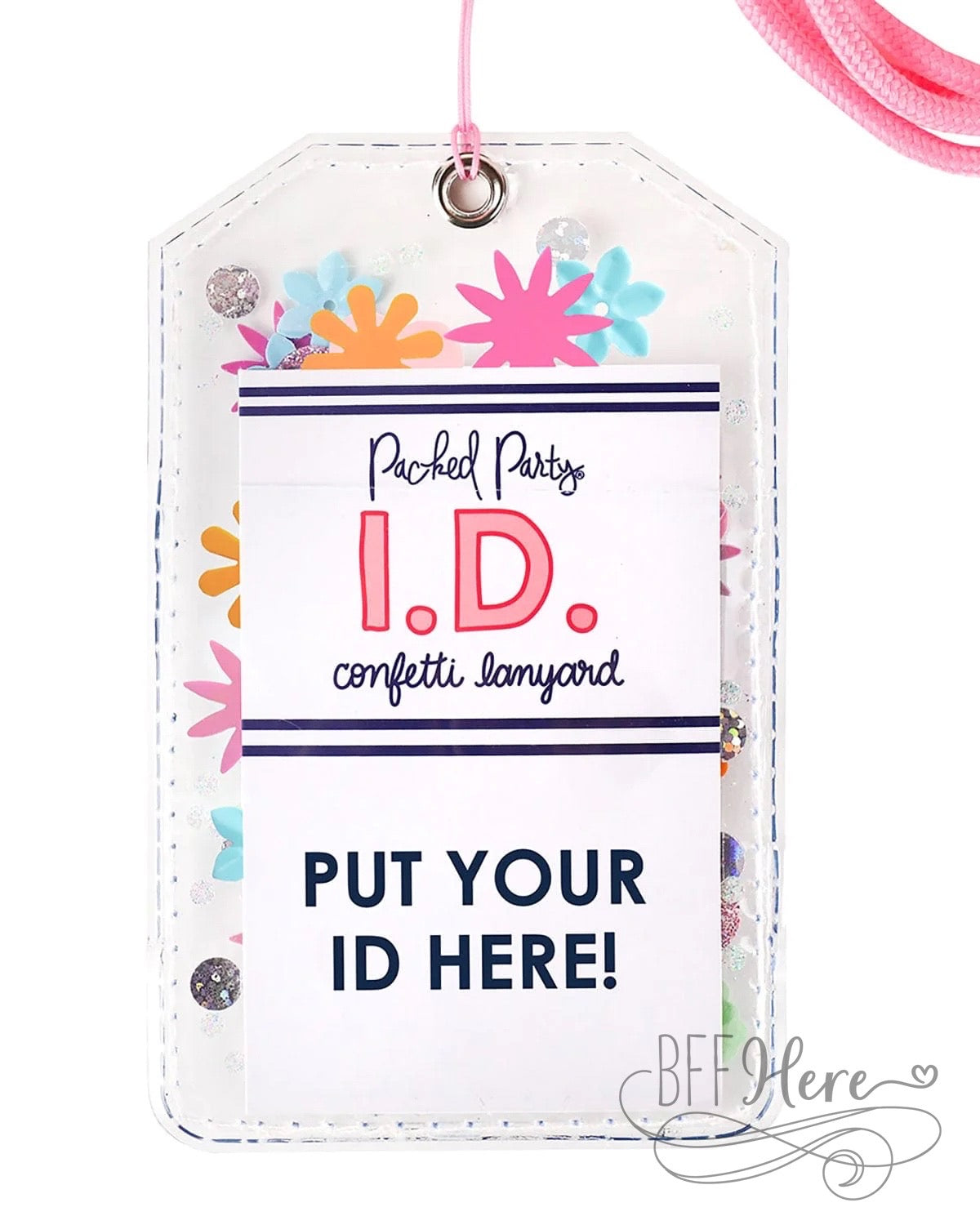 Flower Shop Confetti ID or Badge Holder with Lanyard by Packed Party - BFF Here