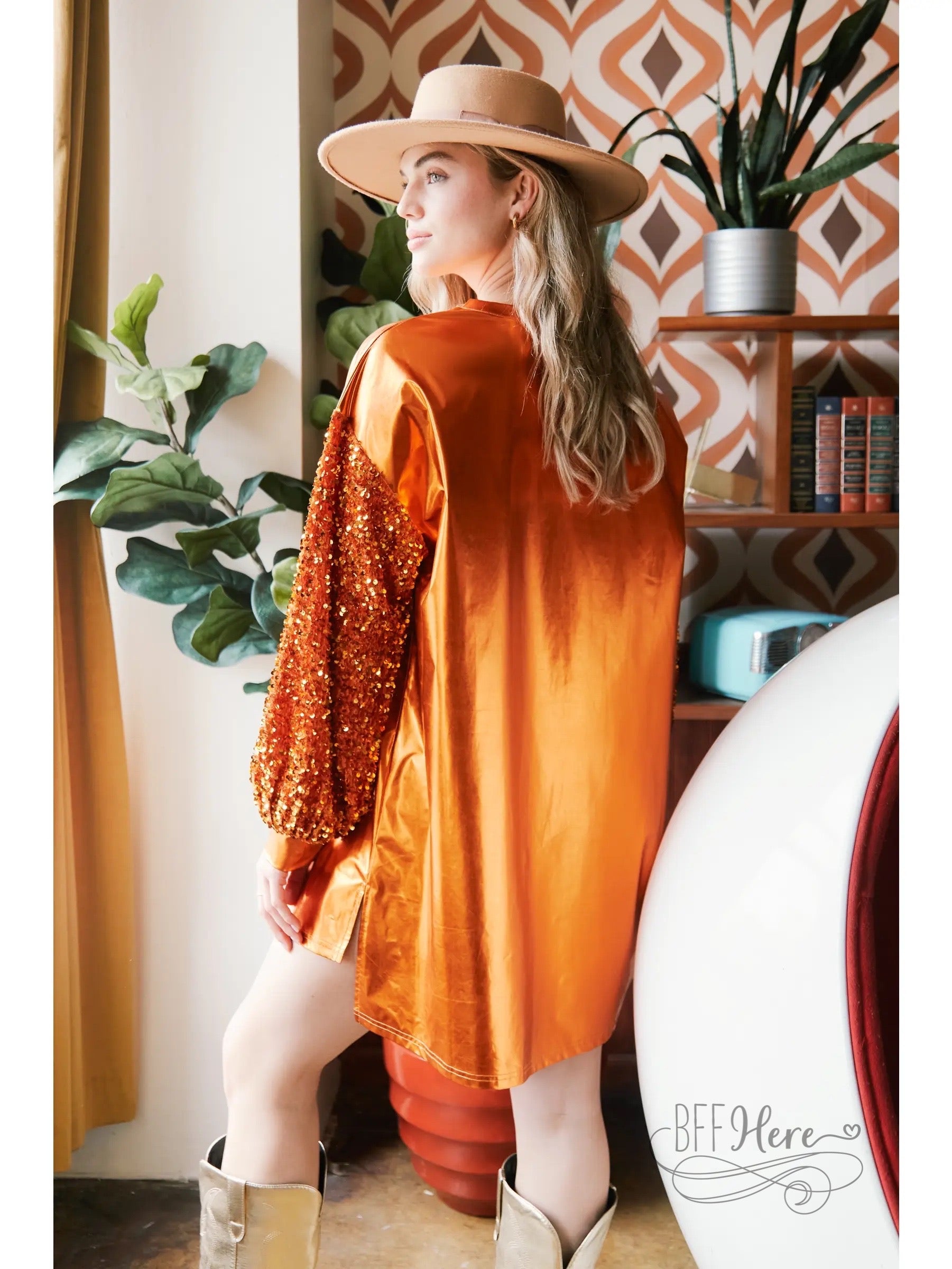 PREORDER: Happy Halloween Sequin Shirt Dress - BFF Here