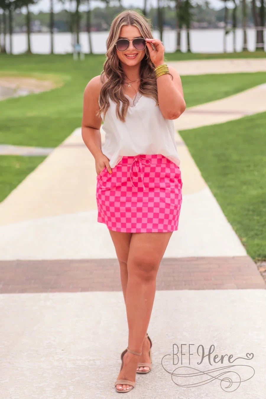 PREORDER-Checked Out Checkered Skort - BFF Here