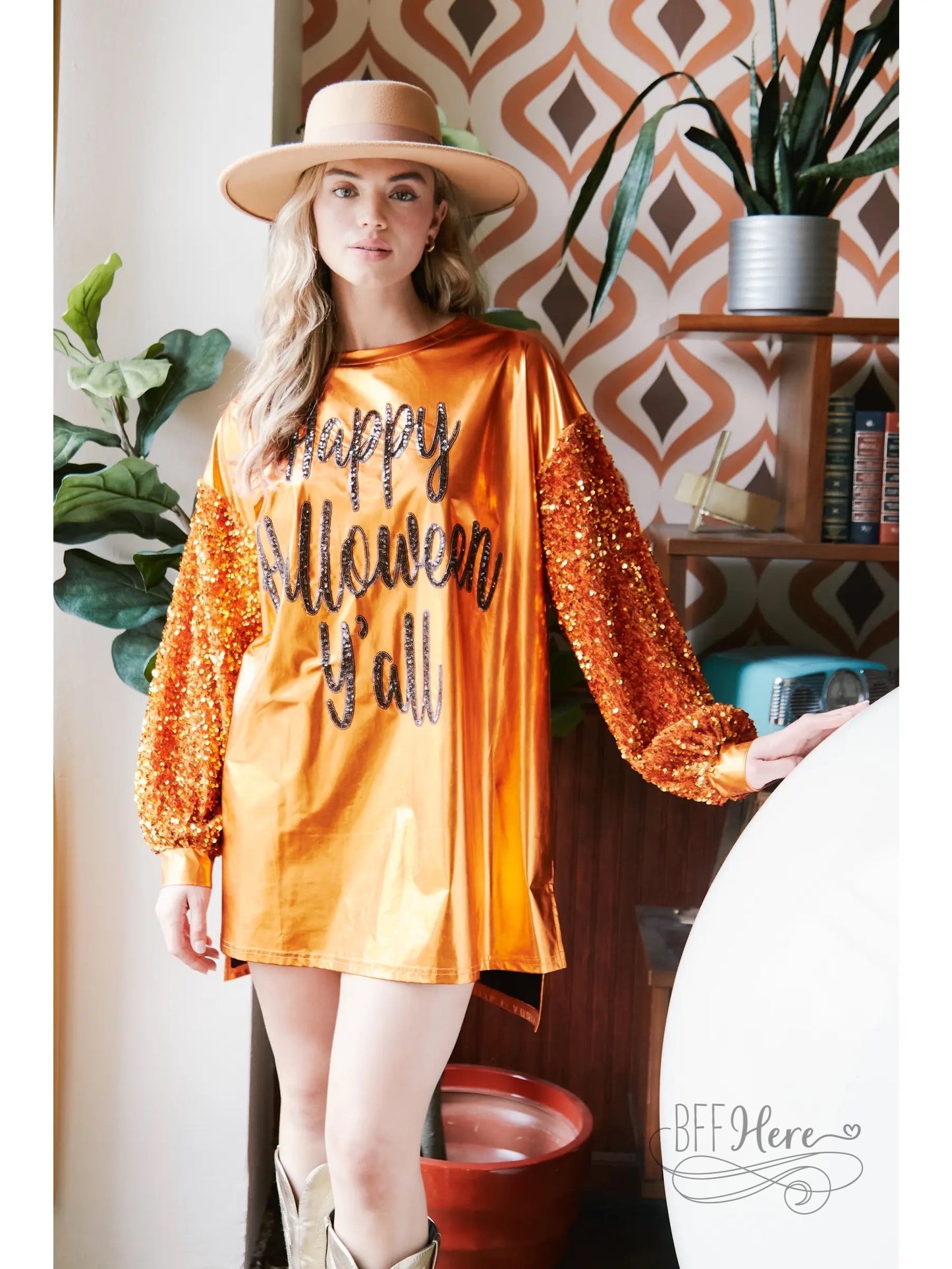 PREORDER: Happy Halloween Sequin Shirt Dress - BFF Here