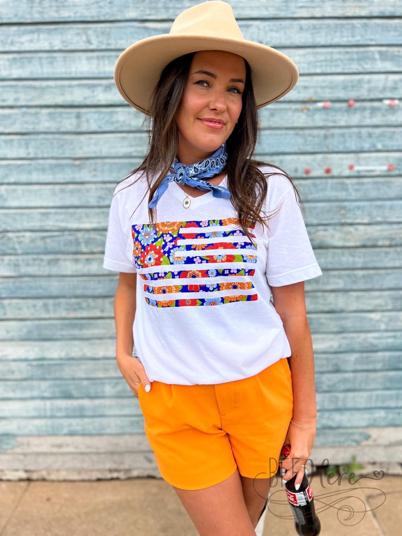 PREORDER - Boho Floral Flag T-shirt - BFF Here