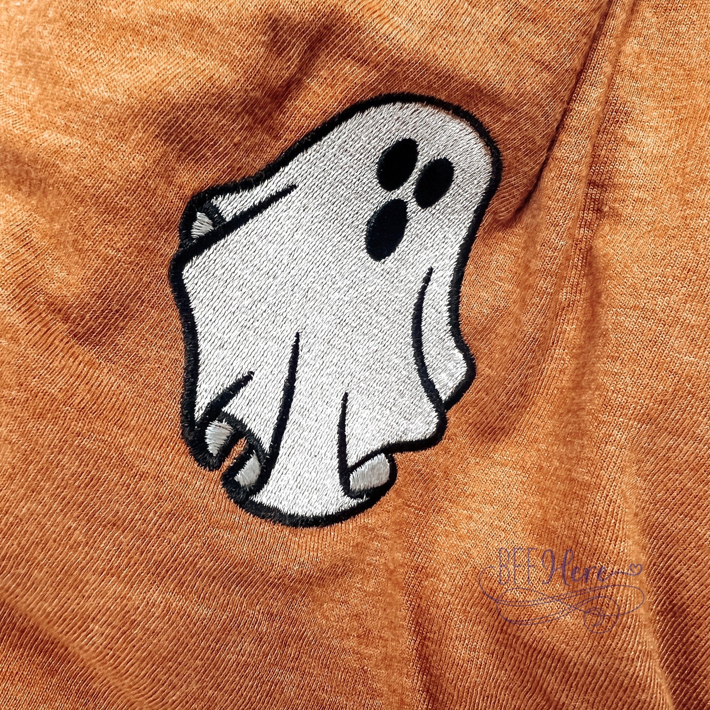 Friendly Ghost Embroidered  T-Shirt - BFF Here