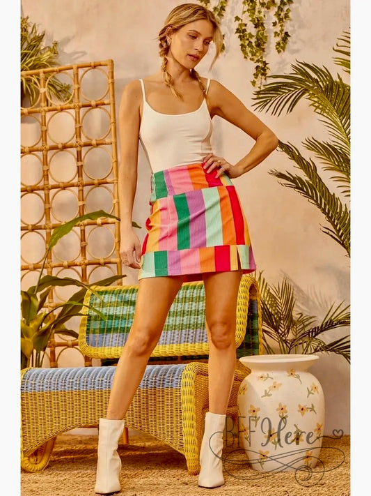 Carla Marie Corduroy Color Block Mini Skirt - BFF Here