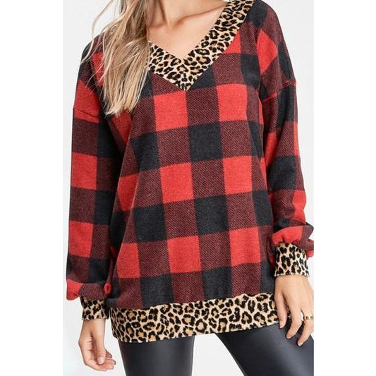 Hailey Multi Print Sweater -- Red - BFF Here