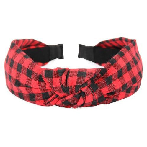 Plaid Knotted Headband -- Choice of Color - BFF Here