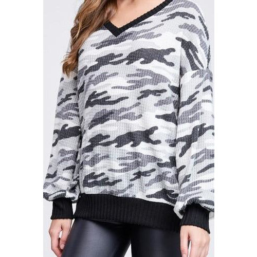 Megan Long Sleeve Camo Sweater - BFF Here