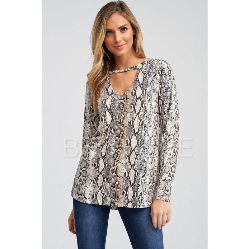 Eva Long Sleeve Snake Print Top - BFF Here