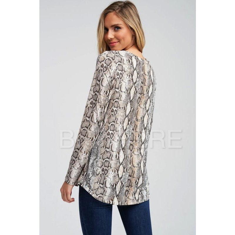 Eva Long Sleeve Snake Print Top - BFF Here