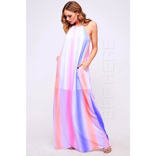 Mia Sleeveless Ombre Stripe Maxi Dress - BFF Here