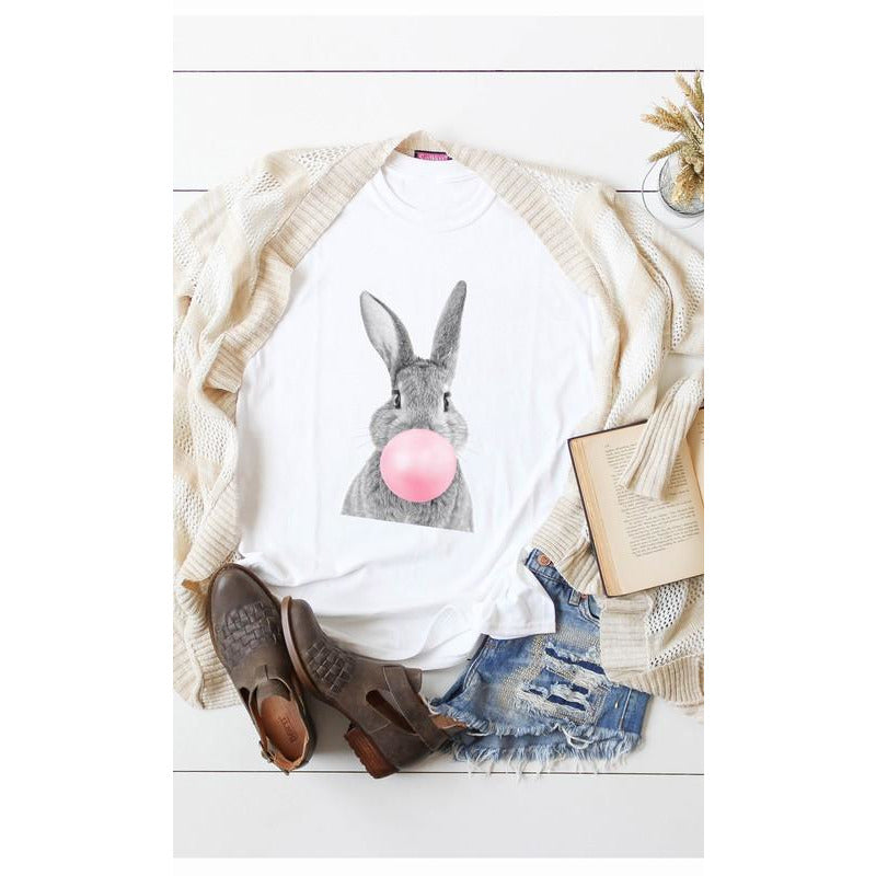 Bunny Blowing Bubble Gum Bubble Graphic Tee - BFF Here