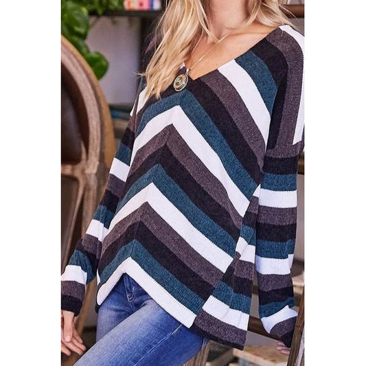 Coco Striped Long Sleeve Sweater - BFF Here